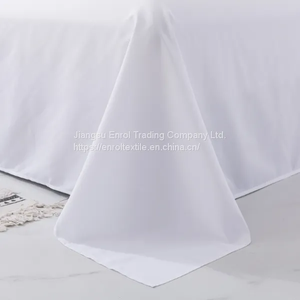 100% Polyester White Bed Sheet for Hotel and Dormitory photo-2