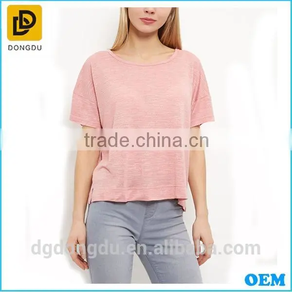 2016 New Fashion Made in China Comfortable Mid Pink Textured Slub T Shirt