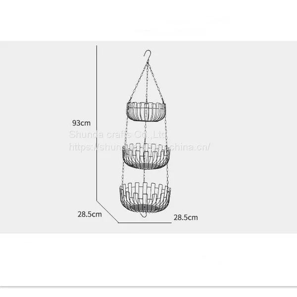 High Quality Wire With Coating 3 Tier Metal Fruit Basket Detachable Kitchen Storage Baskets photo-4