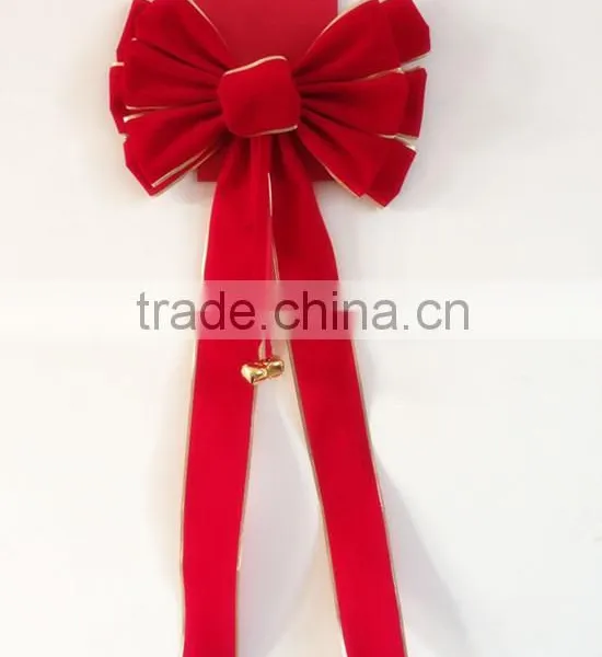 8.5" Width Bow and 2.5" Ribbon Width With Gold Line Edges Velvet Butterfly Ribbon Bow