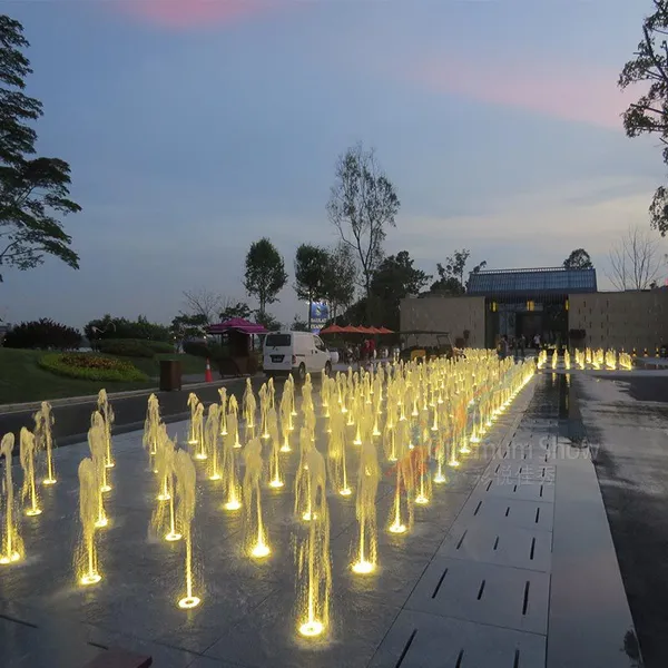 Project Large Outdoor Musical Water Fountain Dry Floor Dancing Feature With Controller for Commercial Public Spaces