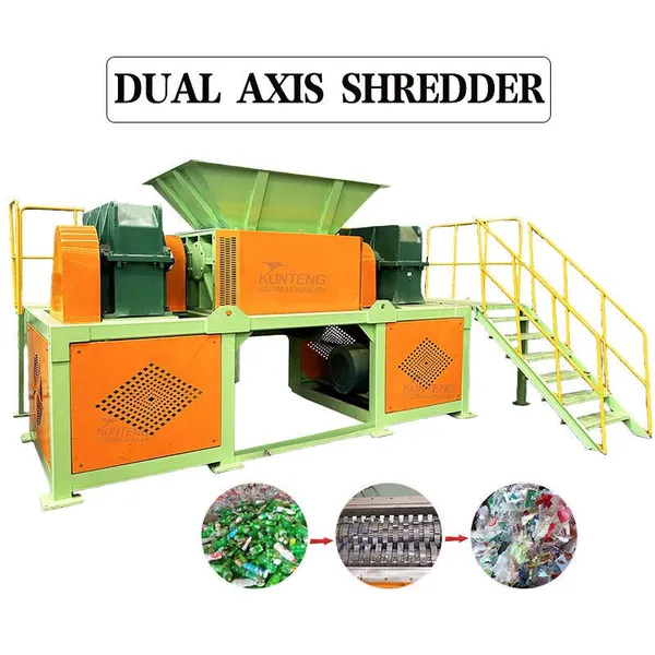 Polyester Fabric Double Axis Shredder Glass Bottle Aluminum Cans Heavy-duty Shredder EPC