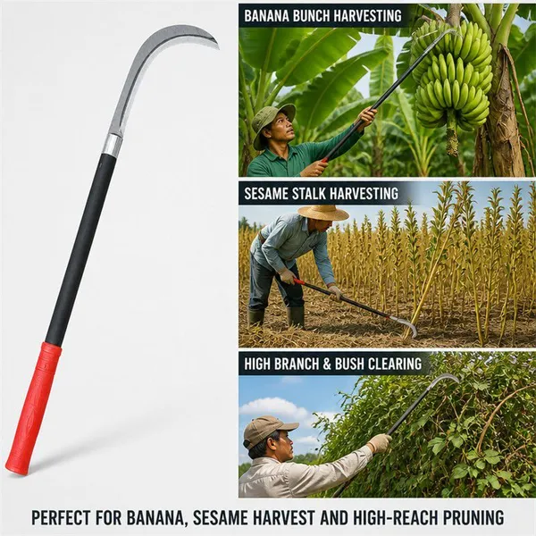 High Carbon Steel Agricultural Sickle Long Handle Hook Blade Cutting Tool For Kenya And Tanzania Plantation Harvest Farm Market