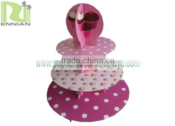 Customized Wave Point Rotation Cardboard Cupcake Stand Display
