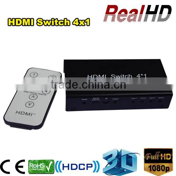 2016 China Latest V1.3 Mini 4x1 HDMI Switcher Cable With IR & Power Cable