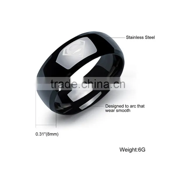 OEM Service Wholesale 316L Stainless Steel 18K Gold Plated Superman Wedding Rings photo-6
