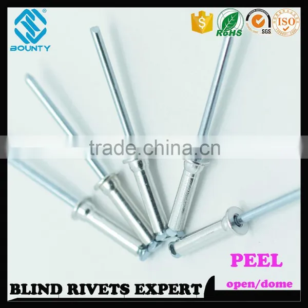 HOT SELLING OPEN END FACTORY DOME HEAD ALUMINUM PEEL BLIND RIVETS photo-2