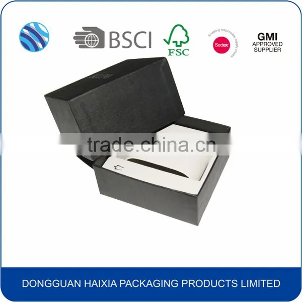 Black Texture Grain Paper Watch Gift Box photo-2