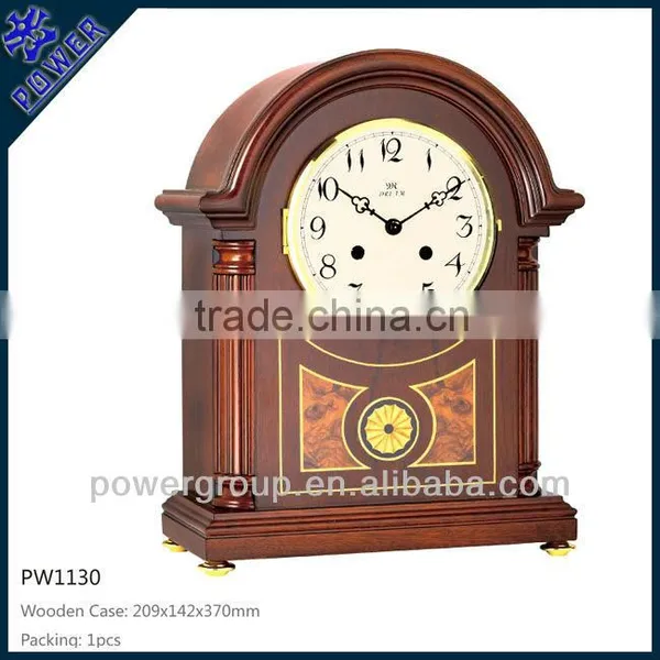 Round Desk Clock for House Decoration Wooden Case White Clock Face High Quality PW1130D