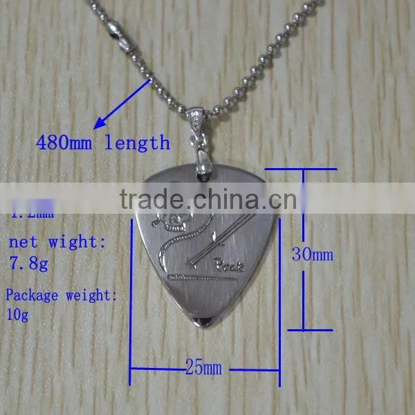 Latest Design Stainless Steel Teardrop Shaped Guitar Pick With Necklace photo-6