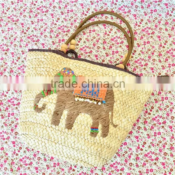 New Design Striped Tote Bag for Women Made of Paper Straw Fabric Ladies Handbag