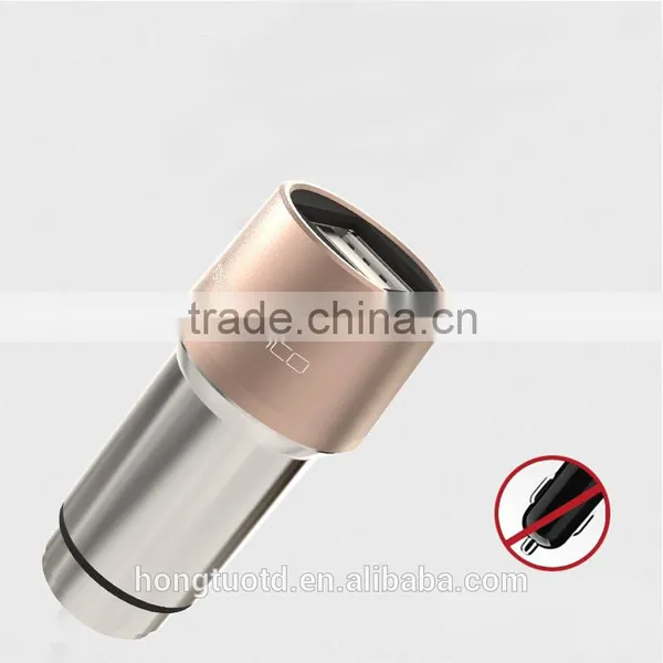 Universal Promotional High Quality Metal Car Quick Charger With Dual 2 Cable Usb