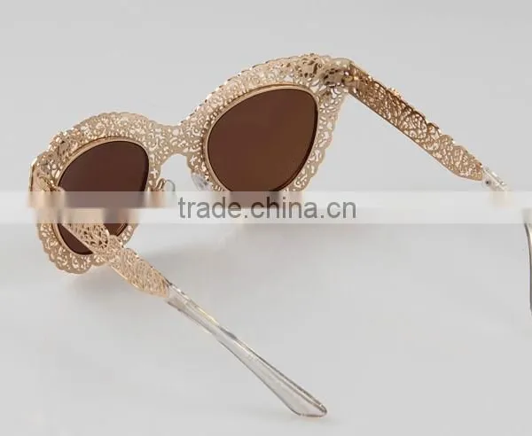 Women Ladies Hollow Out Lace Retro Flower Metal Frame Sunglasses Luxury Glasses photo-3