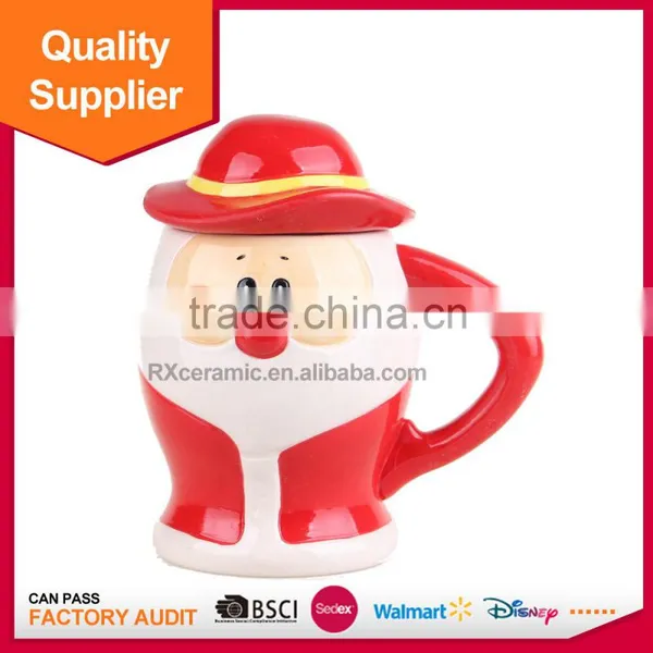 Hot Selling 3D Funny Handle Ceramic Christmas Milk Mug With Lid photo-3
