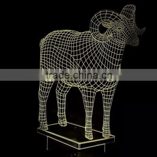 3D Optical Illusion Goat Night Lamp Night Light 10 Colorful LEDs Ultra-thin Acrylic Light Panel AA Battery or DC 5V photo-5