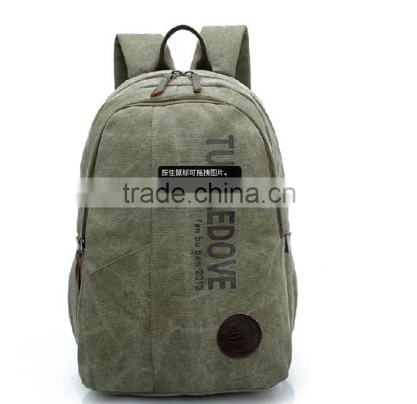 2016 Manufactures China Cotton Bag Classic Canvas Backpack With Leather photo-4