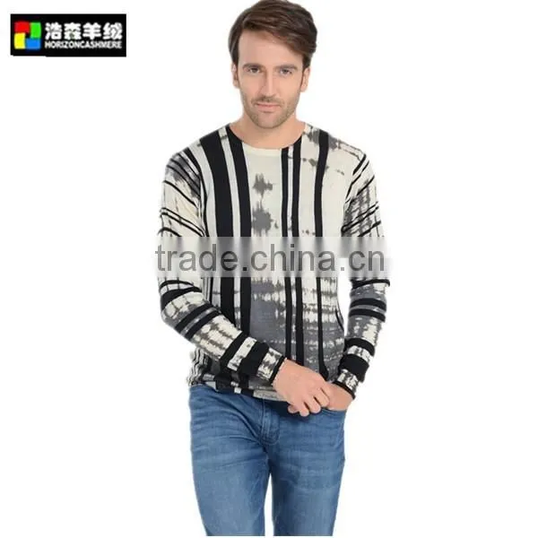 Pure Used Cashmere Sweater, Man Comfortable Dip Dye Pullover photo-4