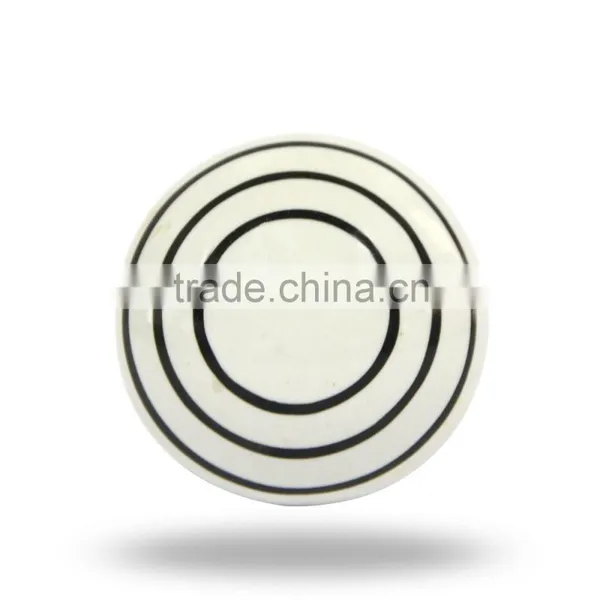 Ceramic White Knob With Green Circles photo-5