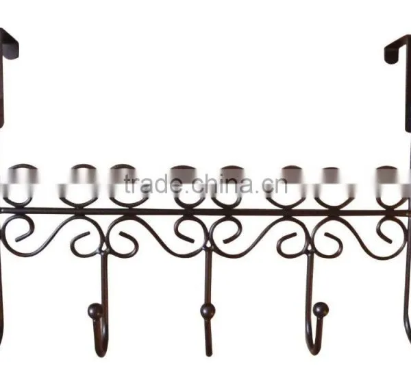 VIVINATURE 5 HOOK CHROME SWIRL OVER THE DOOR DECORATIVE COAT CLOTHES HANGER HOOKS photo-3