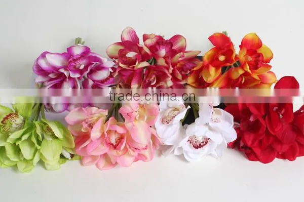 SJ10111098 Artificial Silk Cymbidium Flowers/decorative Fabic Orchids photo-2