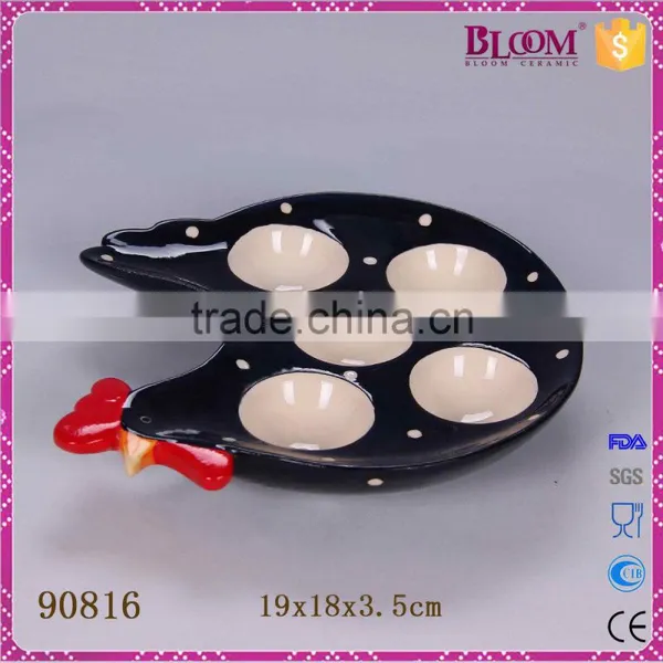 Black Chicken Ceramic Easter Egg Trays photo-5
