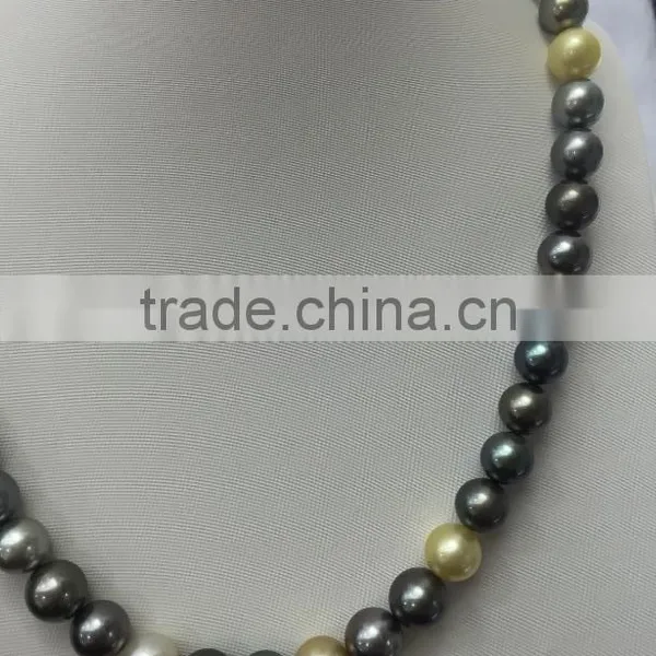11-12mm Multicolors South Sea Pearl With Gold Clasp Necklace photo-3