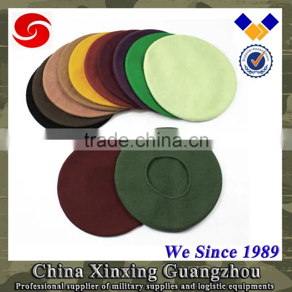 Beret Factory Supply Leather Headband French Wool Beret for Men Army Soldier Officer photo-3