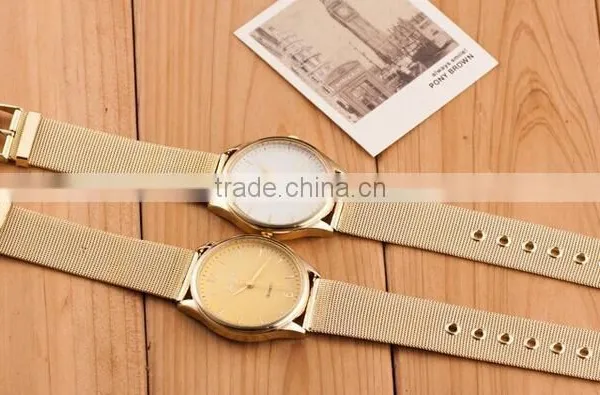 Factory Direct Sales Alloy Gold Mesh Strap Women Watch Simple Unisex Watch photo-3