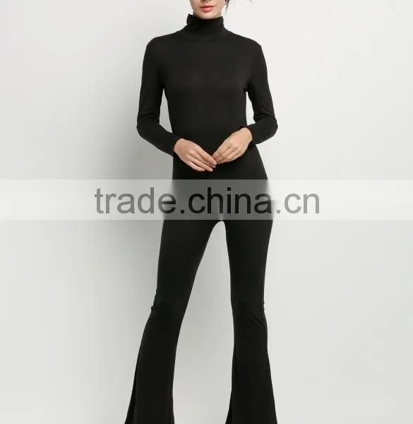 Wholesale Fashion Women Long Sleeve High Neck Bodycon Casual Jumpsuit Romper Cheap Cotton Workwear Adult Customized Overalls photo-3