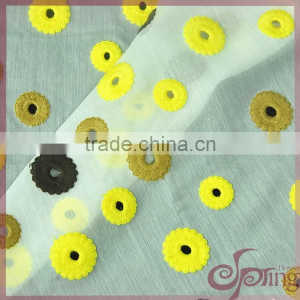 Hollow-out Colorful Floral Embroidered 100% Cotton Lace Fabric photo-2