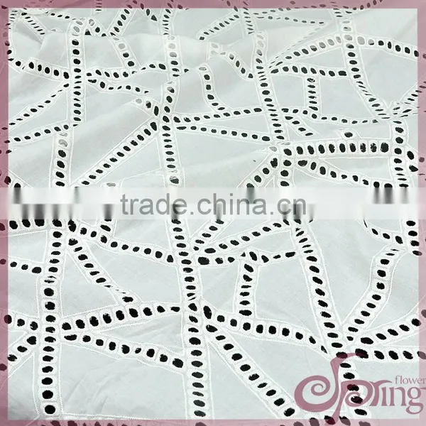 Geometric Cotton Embroidery Fabric, Hollow Out Embroidered Metallic Cotton Lace Fabric photo-5