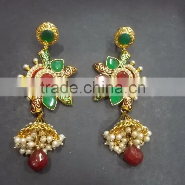 Indian Traditional Ethnic Pearl Jumka Earrings photo-4