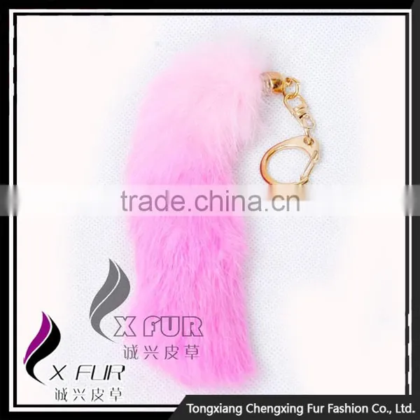 CX-R-39B Good Quality Wholesale Rabbit Fur Metal Custom Keychain Key Ring photo-4
