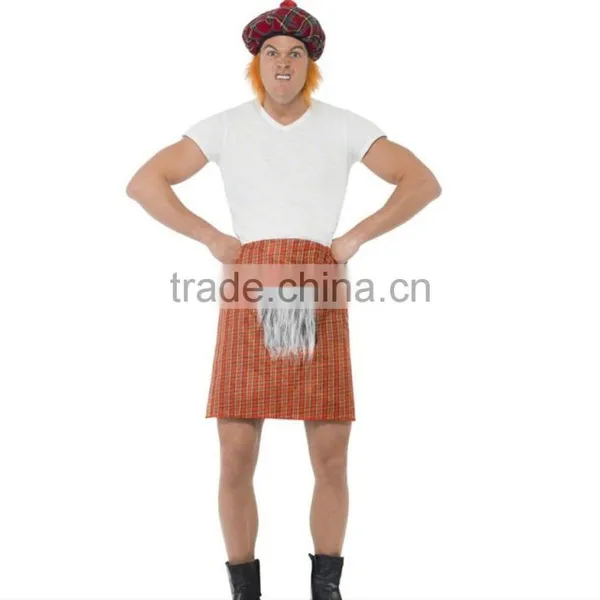 Adult Tartan Kilt With Sporran Costume