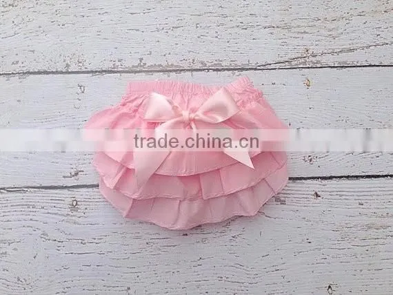 New Arrivlal American Hot Girl Picture Baby Girls Bloomers Plain White 3 Layers Diaper Cover With Bow Wholesale photo-2