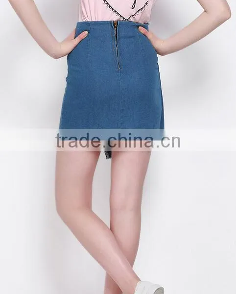 EY1844D Fashion Hot Sexy Denim Mini Skirt With Raw Hem For Women photo-2