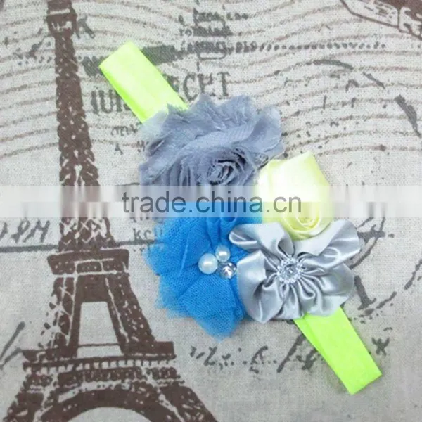 Wholesale Boutique Baby Girl Toddler Elastic Hair Band Shabby Chic Flower Headbands photo-3