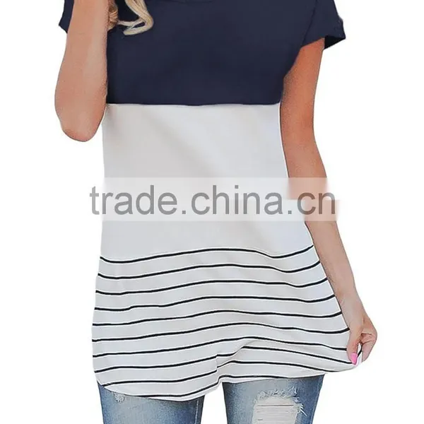 Latest Custom Fashion Ladies Short Sleeve Blouses for Wholesale 2017 photo-3