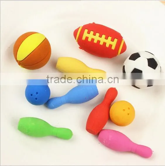 Cute 3D Football Basketball Soccer Bowling Shape Erasers Set photo-4