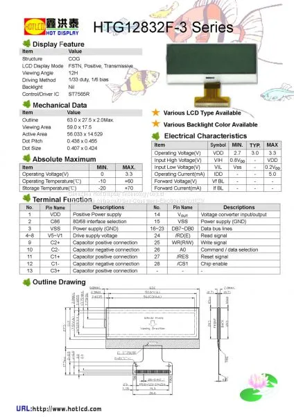 High Quality Cog Module FSTN LCD 128*64dots photo-5