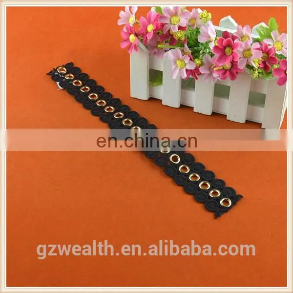 Fashion Design Polyester Lace Trim With Eyelets for Garment Trims photo-6