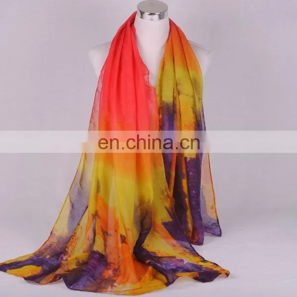 Fashionable Custom Printed Cheap Stock Wholesale Voile Scarf photo-4
