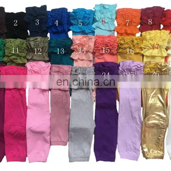 Infant Toddler Girls Double Icing Ruffle Leggings Triple Cotton Boutique Elastic Waist Slacks Joggers 27 Plain Colors 10 Sizes photo-2
