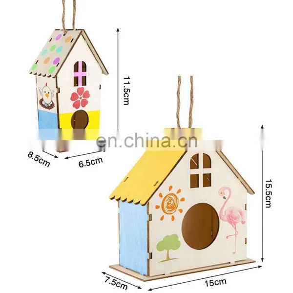 Wooden DIY Unfinished Birdhouse Wood Toys Bird House For Kid Children Education for Outdoor photo-4