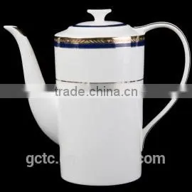 Blue Fabric Tea Pot, Embossed With Gold Design