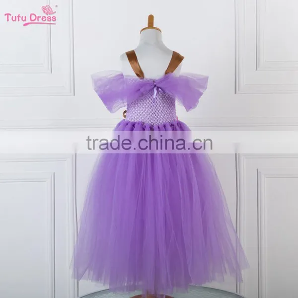 New Designed Light Tulle Dress With Band Decoration in Pure Purple photo-3