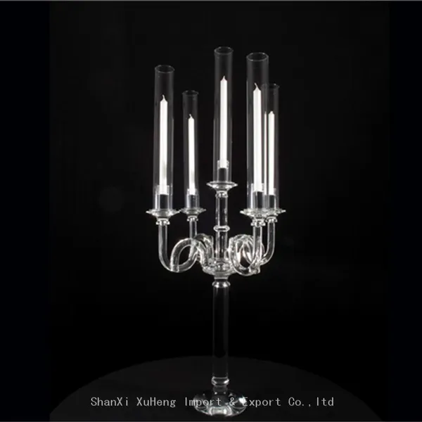 Long Stemmed 9 Arms Crystal Candelabra Centerpieces Crystal Candle Holder For Wedding Decoration photo-2