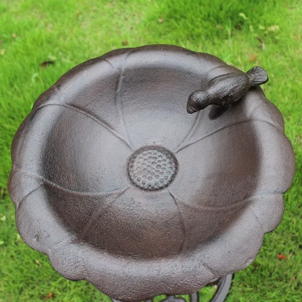 Cast Iron Standing Bird Bath Bird Feeder High Pole Bird Food Bath photo-3