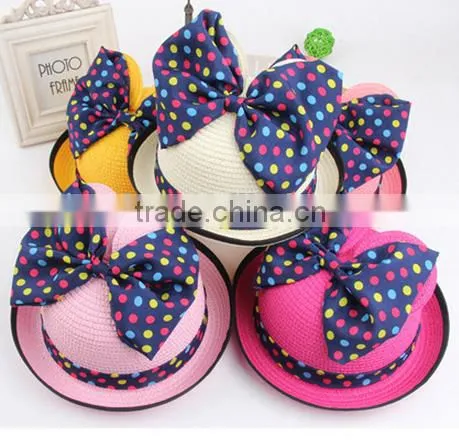 Summer Toddler Children Sunhat kids funny Straw Hat with bowknot cute straw hats