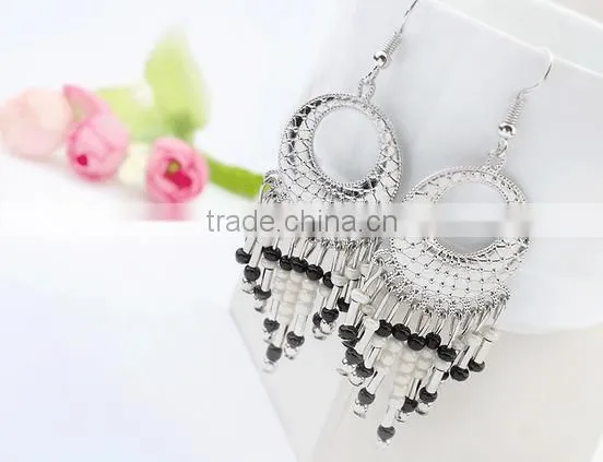 Cheap China Beautiful Handmade Light Bead Tassel Earrings photo-6